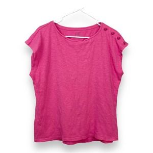 Talbots Short Sleeve Hot Pink Tee Blouse Office Casual Fuchsia Petite